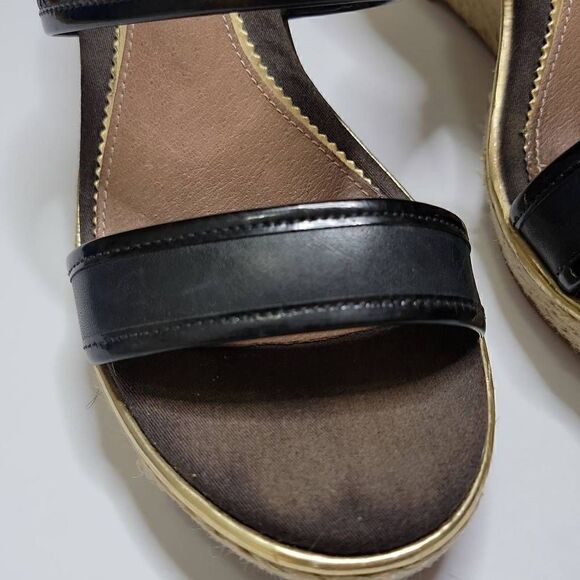 Sperry Top Sider Leather Wedges Eyelet Sisal Rope Slide On Sandals Tan Brown - Picture 3 of 16